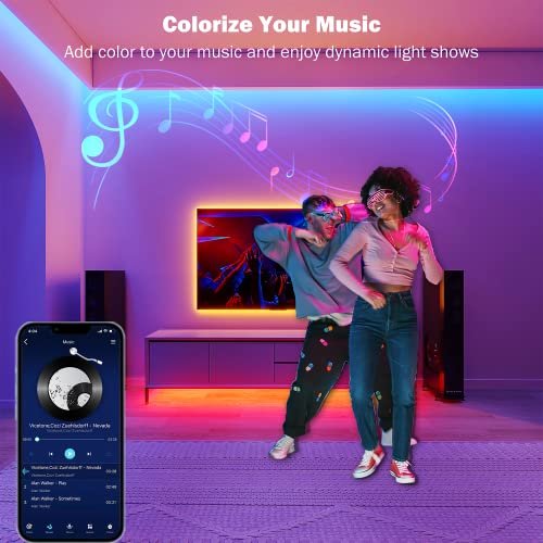100ft RGB LED Strip Lights with Music Sync & App Control