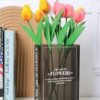 Book-Shaped Black Flower Vase for Elegant Home Decor