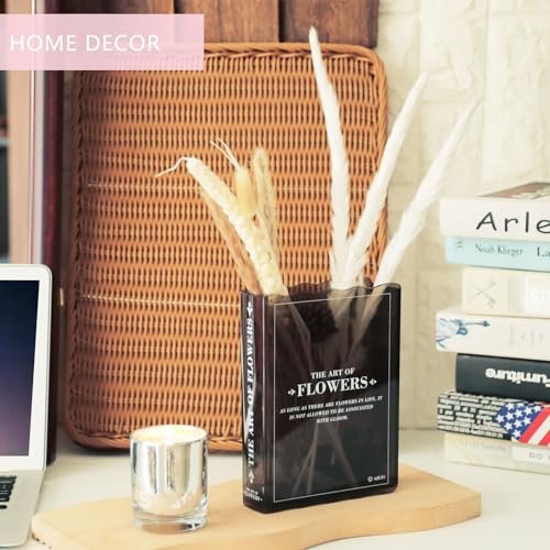 Book-Shaped Black Flower Vase for Elegant Home Decor