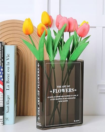 Book-Shaped Black Flower Vase for Elegant Home Decor