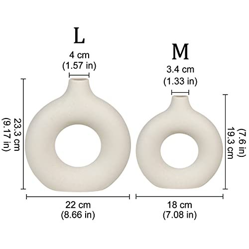 Chic White Ceramic Vases for Modern Home Decor (2pcs)
