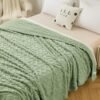 Cozy Sage Green Fleece Throw Blanket for All Seasons