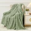 Cozy Sage Green Fleece Throw Blanket for All Seasons