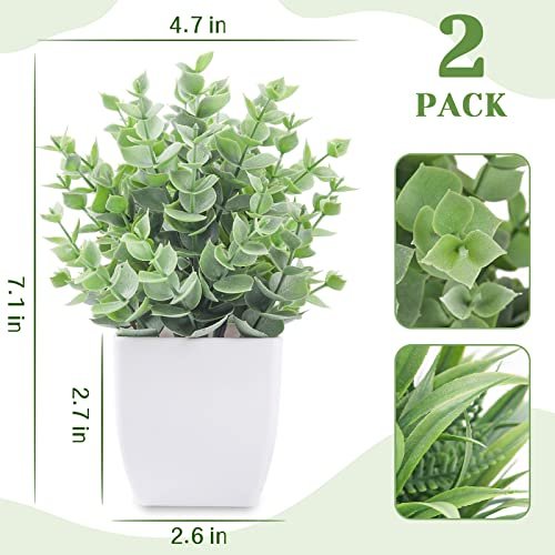 Der Rose 2-Pack Mini Eucalyptus Fake Plants for Home Decor