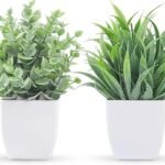 Der Rose 2-Pack Mini Eucalyptus Fake Plants for Home Decor