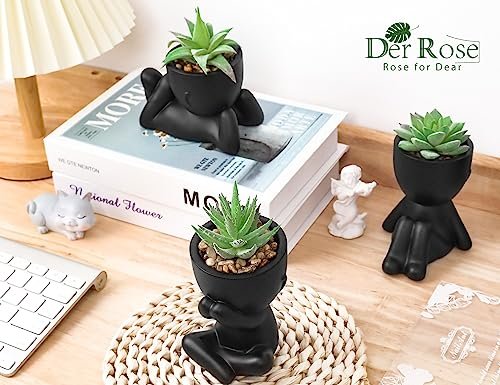 Der Rose 3pcs Black Fake Succulents for Stylish Decor