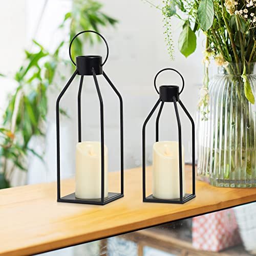 Elegant Black Metal Candle Lanterns for Modern Farmhouse Decor