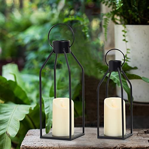 Elegant Black Metal Candle Lanterns for Modern Farmhouse Decor