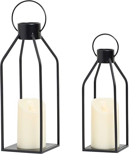 Elegant Black Metal Candle Lanterns for Modern Farmhouse Decor