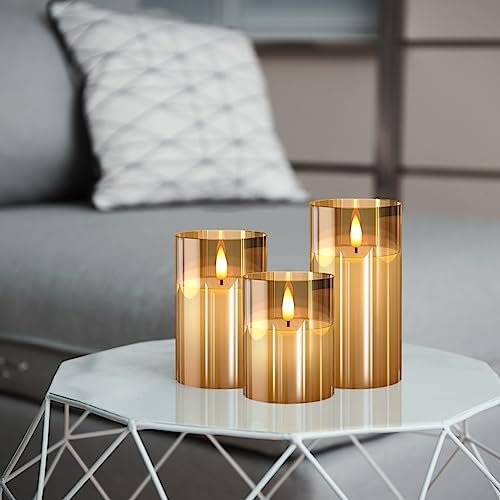 Elegant Gold LED Flameless Candles with Remote & Timer