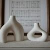 Nordic White Ceramic Donut Vases - Set of 2