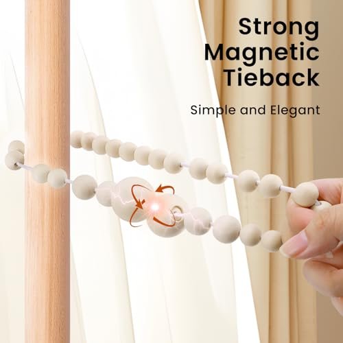Stylish Magnetic Curtain Tiebacks - Boho Wood Bead Design