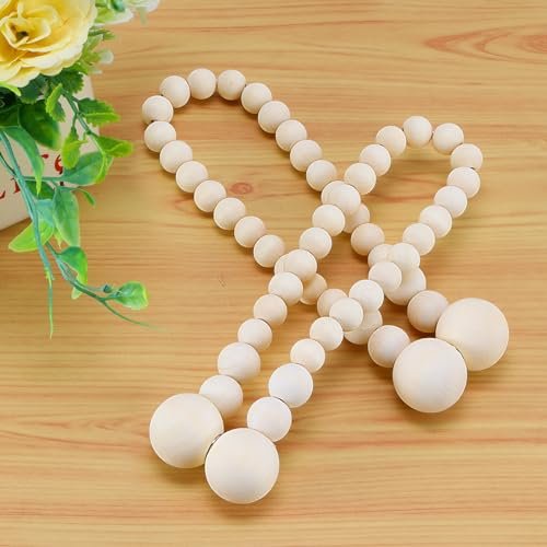 Stylish Magnetic Curtain Tiebacks - Boho Wood Bead Design