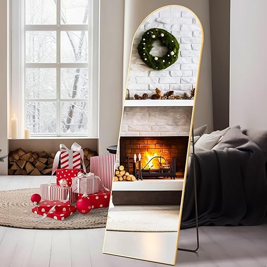 Sweetcrispy Arched Full Length Mirror - Modern Gold Frame