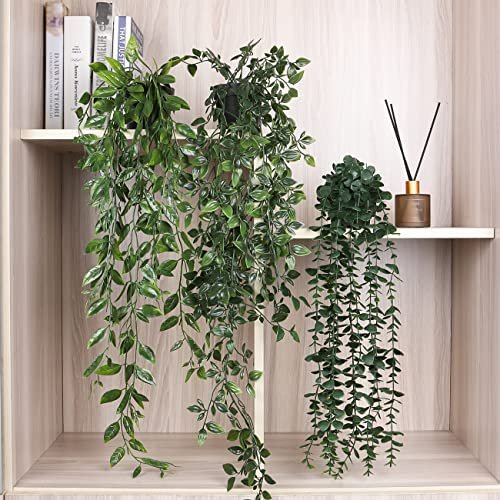 TOTOGA 3-Pack Eco-Friendly Fake Hanging Plants for Home Decor