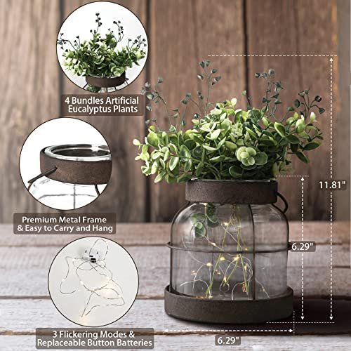 Vintage Glass Farmhouse Vase & Rustic Lantern Decor