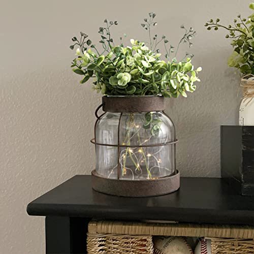 Vintage Glass Farmhouse Vase & Rustic Lantern Decor
