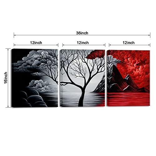 Wieco Art Cloud Tree 3-Piece Canvas Wall Art