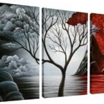 Wieco Art Cloud Tree 3-Piece Canvas Wall Art